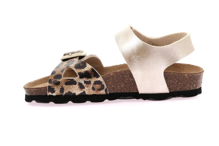 Grünland - Sandalo multimateriale con stampa animalier | LUCE