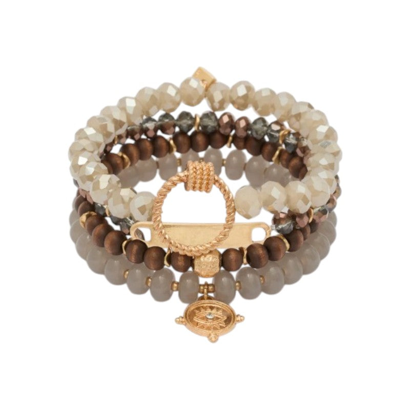 Nalì-set bracciali elastico occhio beads