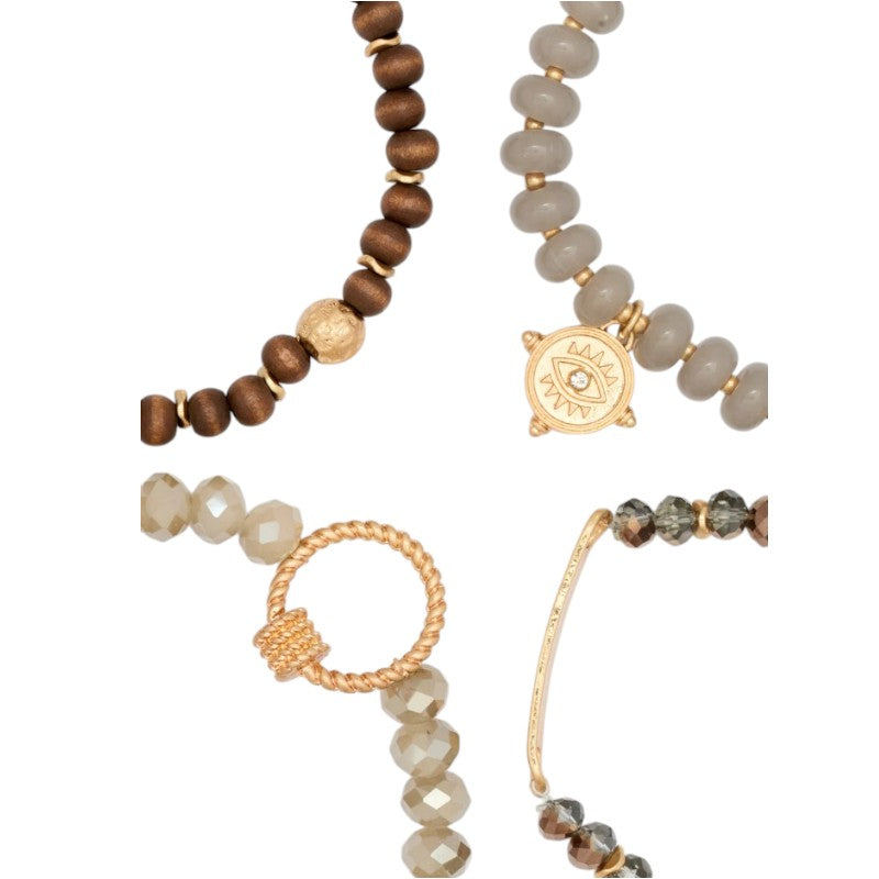 Nalì-set bracciali elastico occhio beads