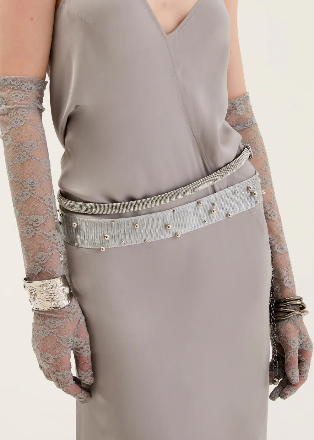 Nalì- cintura daisy tessuto lurex+borchie