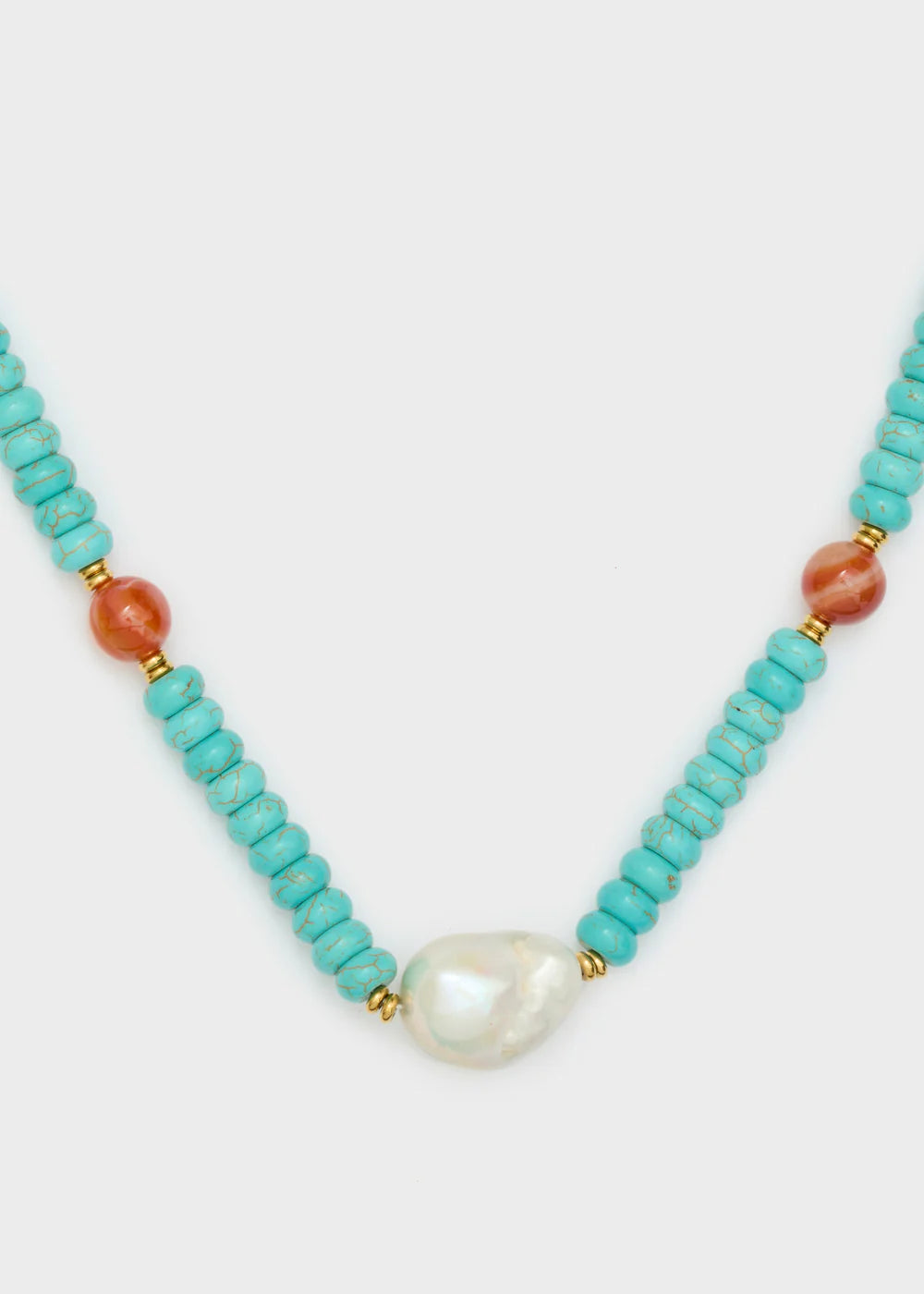 NALÍ - COLLANA PERLINE TURCHESI+PERLE NATUR BIANCO