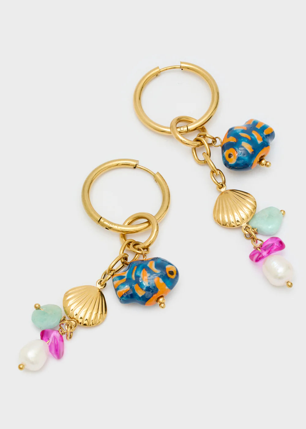 NALÍ - ORECCHINI CERCHIO MINI SHELL PLA. ORO 14KT