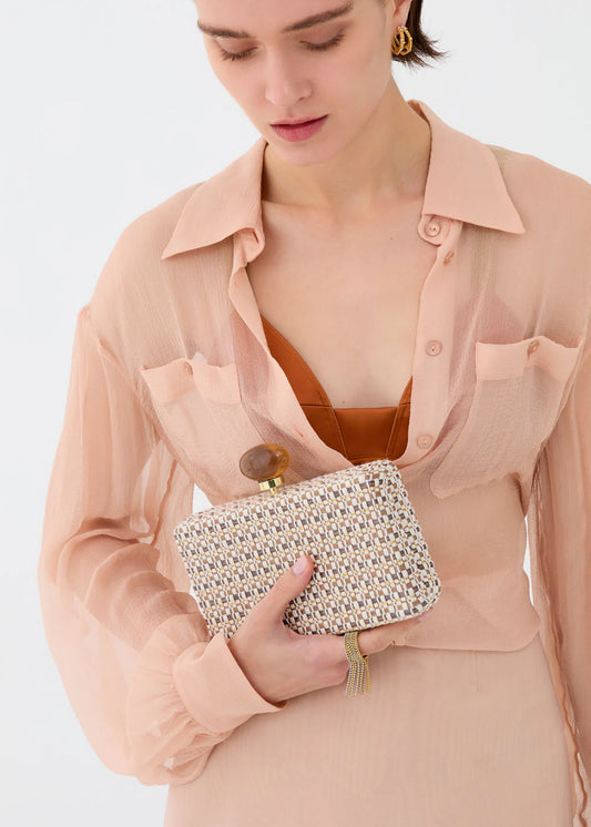 Nali - clutch alba chiusura con pietre