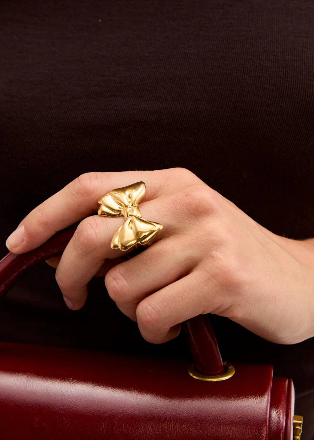 Nalì- anello fiocco oro