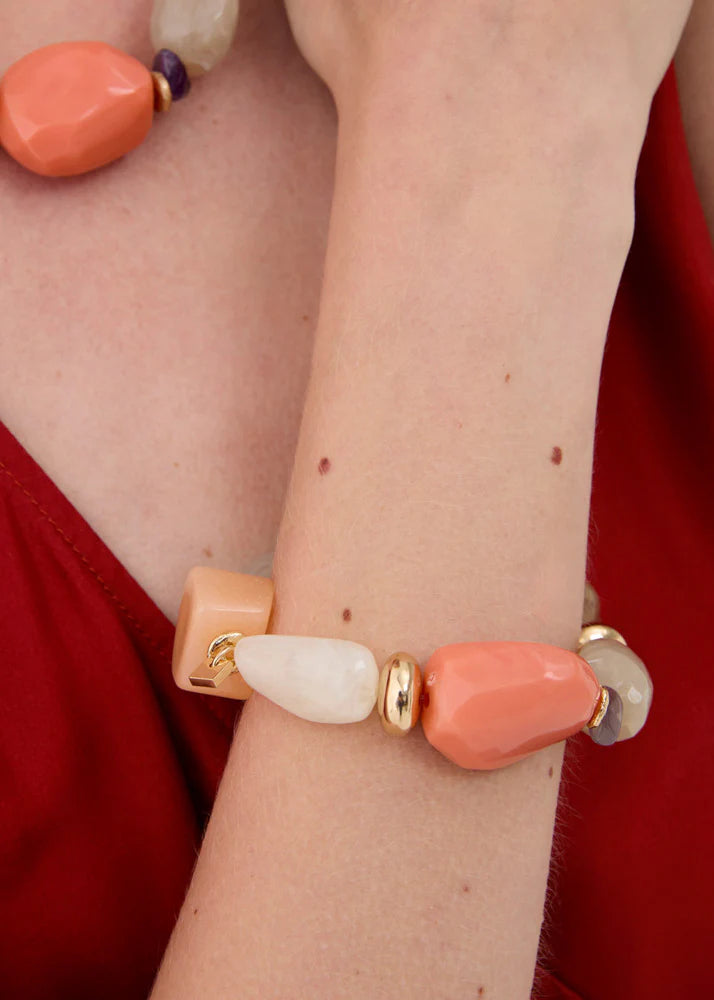 Nali -bracciale elastico ciottoli in resina