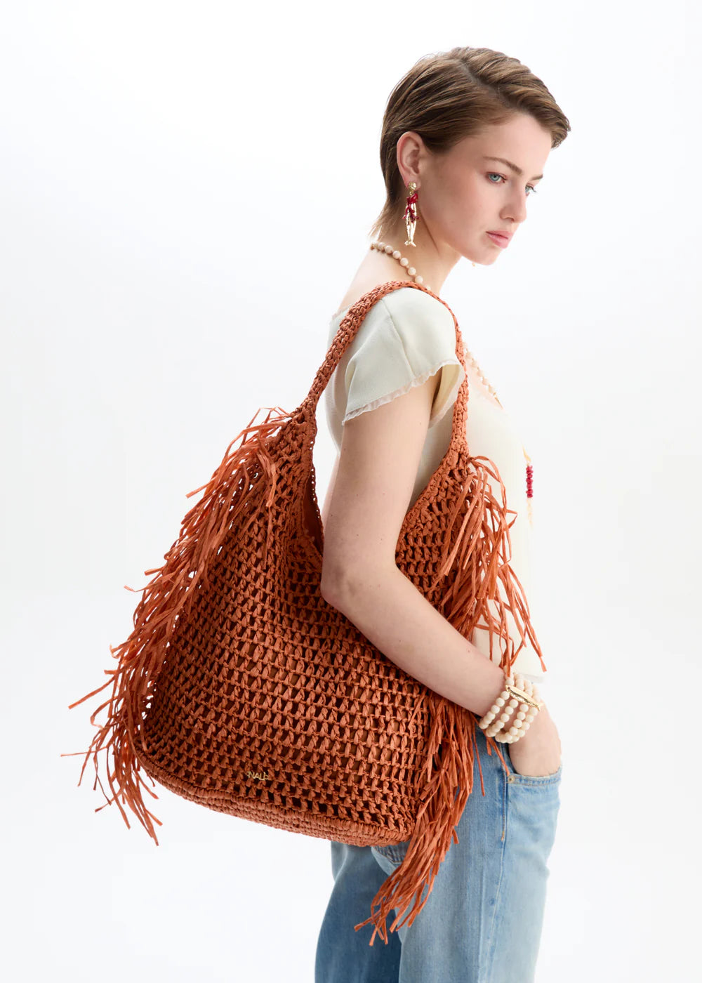 Nali -  Borsa Antigua a spalla con frange