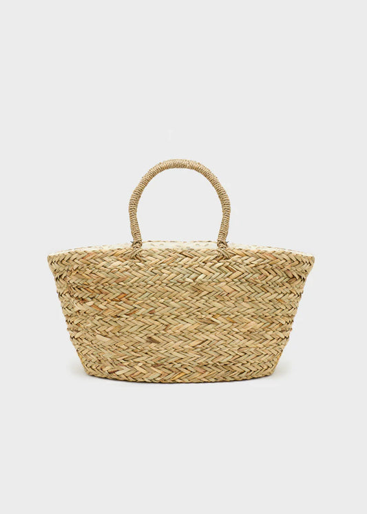 Nali -  Borsa Santorini con pizzo San Gallo paglia