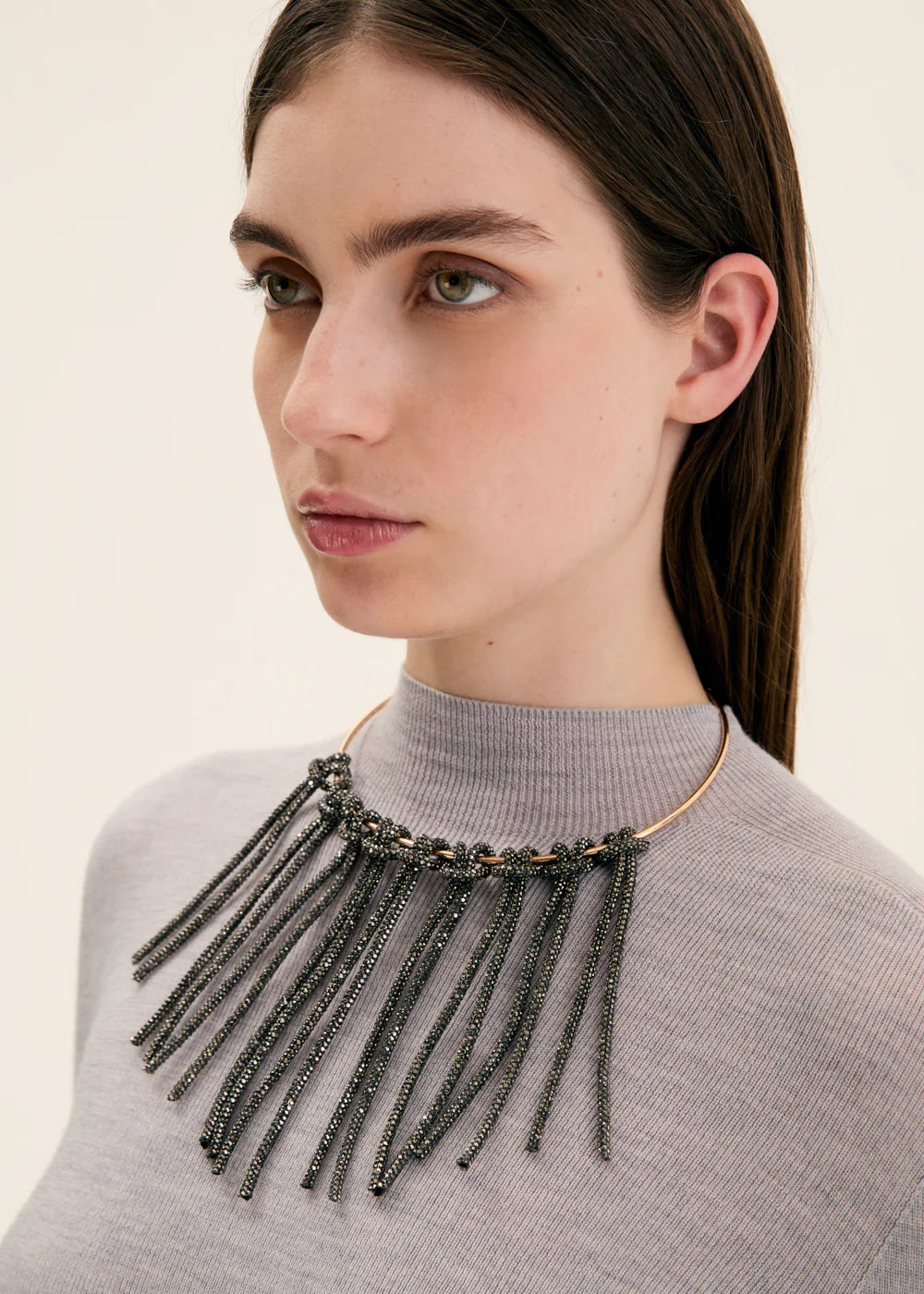 Nalì- collana chocker con frange lurex