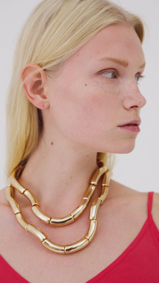 Nali - collana due tubolari oro